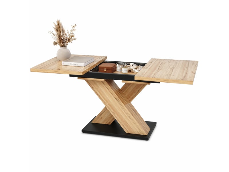  Table à manger extensible 119 à 158,5 cm en mdf, coloris bois naturel  - Conforama A