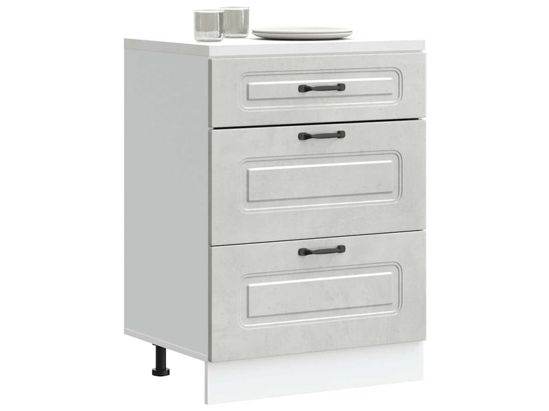  Meuble de rangement, armoire de cuisine kalmar gris béton bois d'ingénierie shl1223  - Conforama B