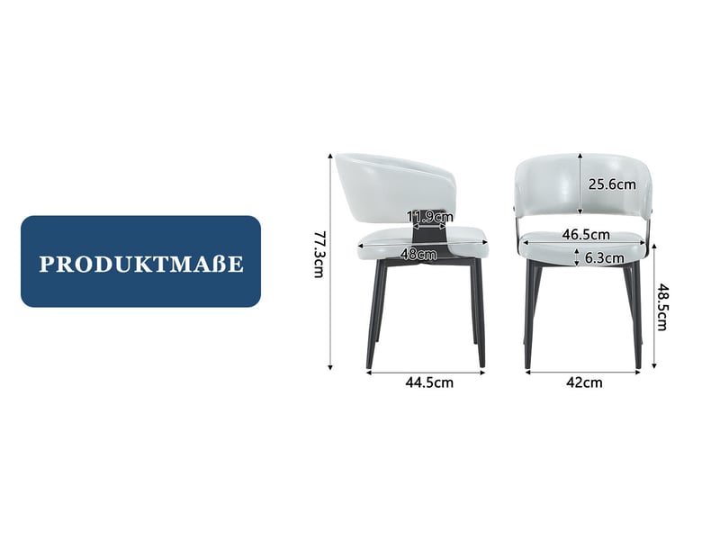 Chaise de salle à manger à accoudoirs en pu gris  - Conforama E