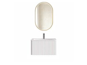 Meuble de salle de bain suspendu 61 x 46,5 cm - blanc - vasque et miroir led antibuée réglable