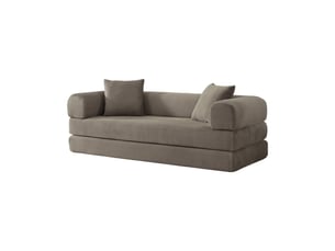 Canapé convertible 2 places modulable en lit 1 place - sans montage, sofa de sol en velours et mousse froide - taupe