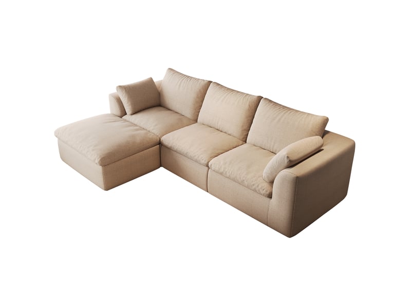  Canapé d’angle 245x155x83 cm en tissu de lin 4 places kaki chicfurn  - Conforama A