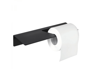 Porte papier toilette sans percer i support papier toilette salle de bain mural auto adhésif i noir mat | avec étagère
