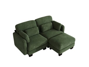 Canapé d'angle compressé réversible fixe MODFU 2 places Tissu Vert