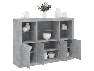 Buffets avec lumières led 3 pcs - bahut - meuble de rangement gris béton bois d'ingénierie