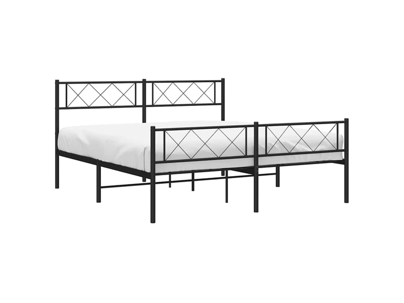  Lit double- lit adulte -  cadre de lit métal sans matelas avec pied de lit noir 135x190cm  - Conforama C