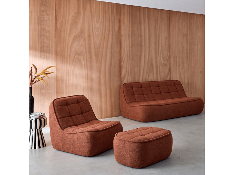 Canapé modulable bouclette texturée 3 places avec repose pied terracotta - boni  - Conforama C