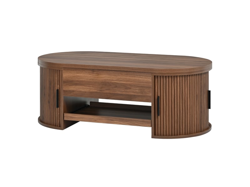  Table basse relevable avec rangements et portes mdf coloris noyer 110x55x55 cm N621P508014N - Conforama A