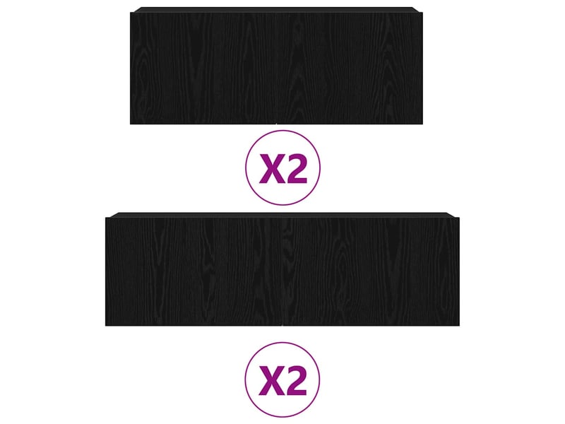  Ensemble meuble tv - banc tv - meuble de rangement 4 pcs chêne noir bois d'ingénierie  - Conforama D