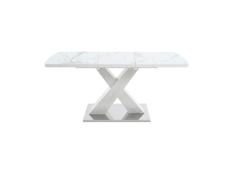  Table à manger rectangulaire moderne extensible 120-160 cm, plateau marbre blanc imprimé, piètement x mdf  - Conforama A