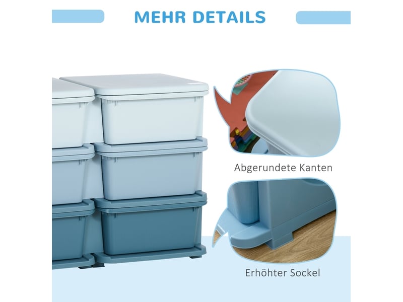  Meuble de rangement enfant 75 x 37 x 56,5 cm bleu en plastique, 6 bacs amovibles avec assise  - Conforama B