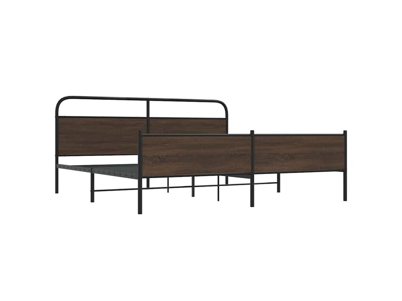  Lit double- lit adulte -  cadre de lit en métal sans matelas chêne marron 200x200 cm  - Conforama B