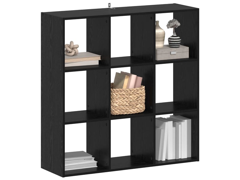  Bibliothèque, meuble de rangement salon chêne noir 102 x 32 x 102 cm  - Conforama C