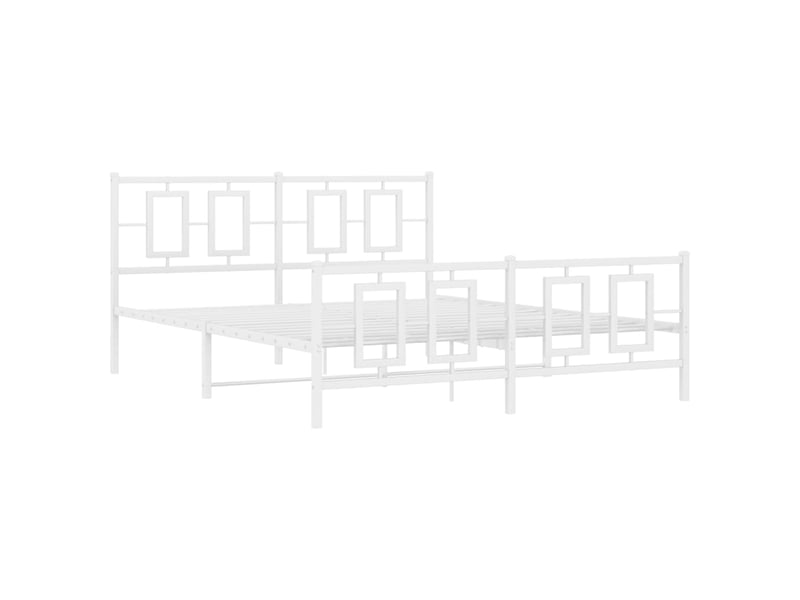 Lit double- lit adulte - cadre de lit métal sans matelas et pied de lit blanc 150x200 cm - Conforama B