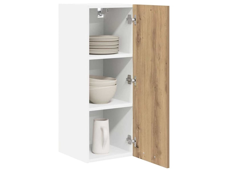  Meuble de rangement cuisine, armoire suspendue chêne artisan et blanc 30x31x80cm  - Conforama C