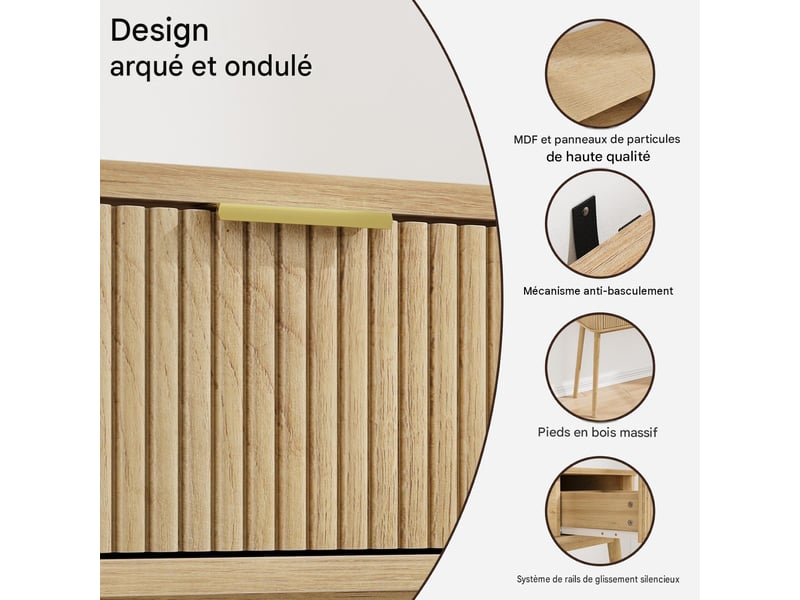  Table console 2 tiroirs et 1 étagère ouverte effet chêne 120 x 35 x 77.6 cm  - Conforama D