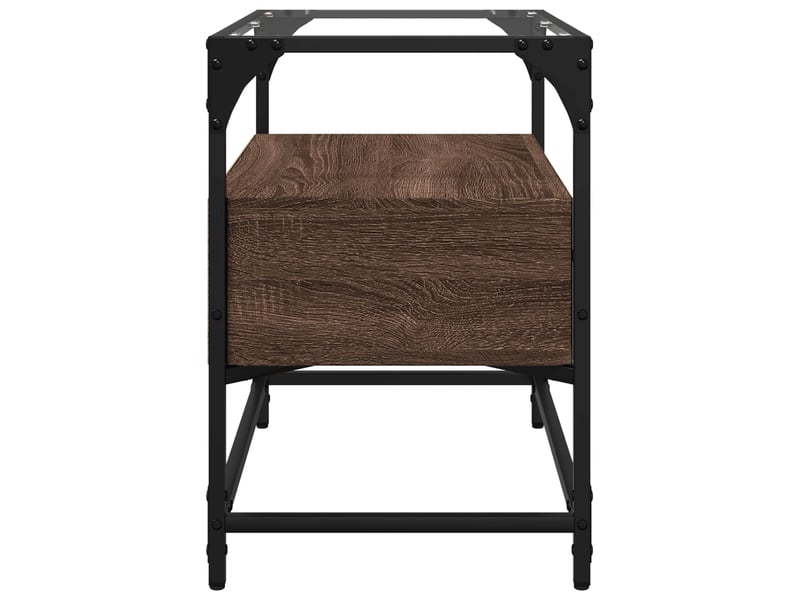  Meuble tv - banc tv - meuble de rangement avec dessus en verre chêne marron bois d'ingénierie  - Conforama E