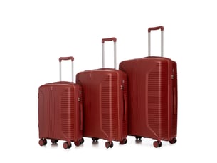 Lot de 3 valises rigides,202428 pouces,avec serrure,polypropylène,rouge
