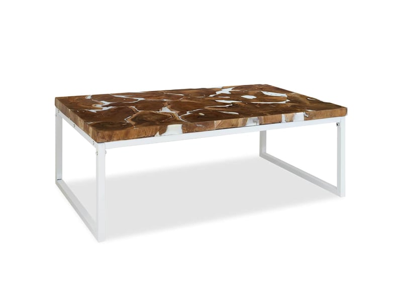  Table basse - table de salon - table à thé teck résine 110x60x40 cm  - Conforama E