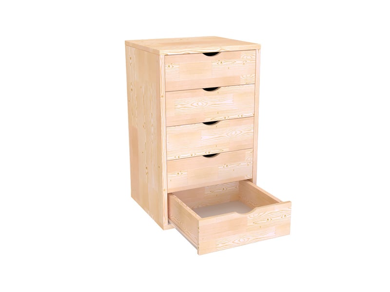  Caisson à tiroirs 5 en bois massif, brut (sans vernis) BLOC5T-B - Conforama C