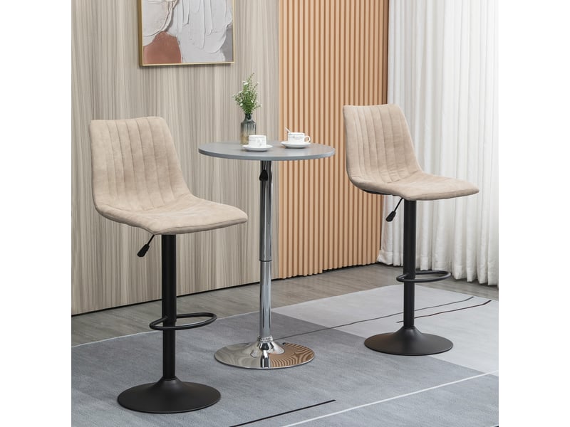  Ensemble de 2 tabourets de bar à hauteur réglable, acier et polyester, 47,5 x 57,5 x 95-116 cm, marron  - Conforama C