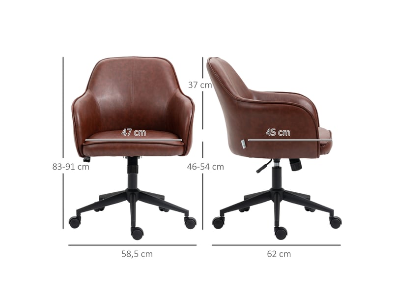  Chaise de bureau marron aspect similicuir avec bascule et hauteur réglable  - Conforama C