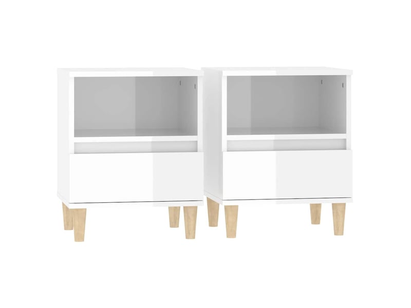  Lot de 2 tables de chevet - cabinet de chevet - table de nuit blanc brillant 40x35x50 cm  - Conforama A