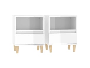 Lot de 2 tables de chevet - cabinet de chevet - table de nuit blanc brillant 40x35x50 cm