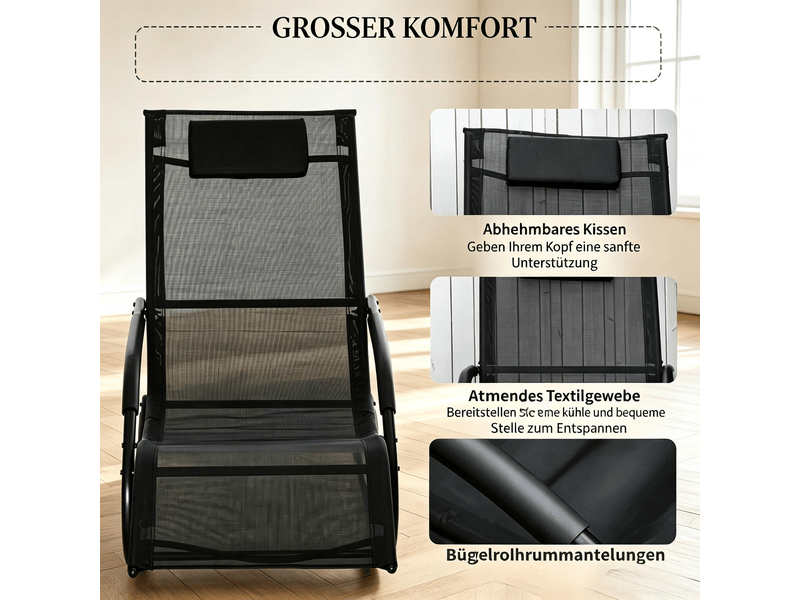  Fauteuil à bascule moderne, chaise relax ergonomique avec fonction berçante, confort optimal  - Conforama D