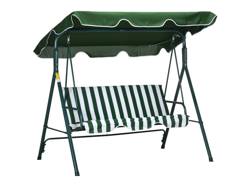 Balancelle de jardin 3 places, toit réclinable, structure acier anti-corrosion, coussin 5 cm, 240 kg, 172 x 110 x 153 cm - Conforama A