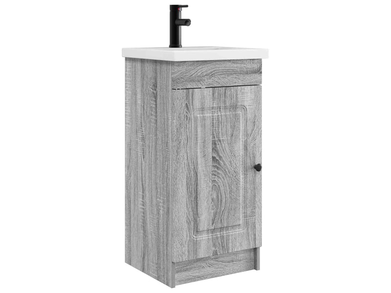  Meuble salle de bain avec évier, meuble de rangement sonoma gris shl2755  - Conforama A