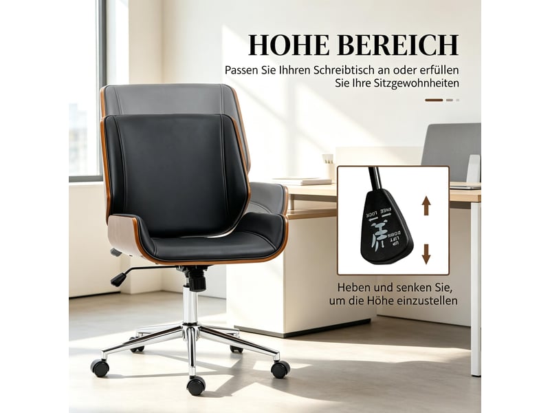  Chaise de bureau ergonomique pivotante réglable en hauteur, fauteuil compact confortable  - Conforama D