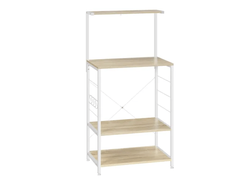  Étagère de cuisine - blanc + chêne clair - bois d'ingénierie et acier - dimensions - poids 11.4 kg 60x40x123cm - Conforama A