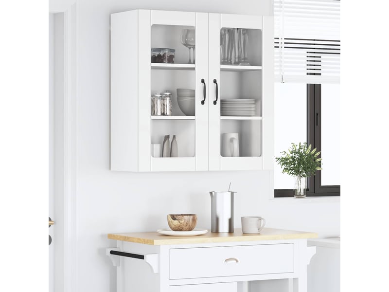 Meuble mural de cuisine, cabinet en verre mural blanc 80x31x80cm shl3455 - Conforama D