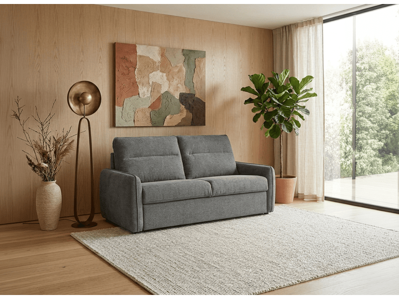  Canapé convertible express 3 places matelas 15 cm en tissu texturé gris adilio KF8509-2P-GRI - Conforama B