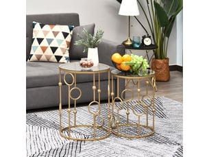 Table basse rond(e) coloris doré <strong>HAUSS SPOLE</strong> <strong></strong> - 41 cmx36 cm