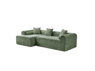 Canapé d'angle 263x132,5x68 cm en chenille vert