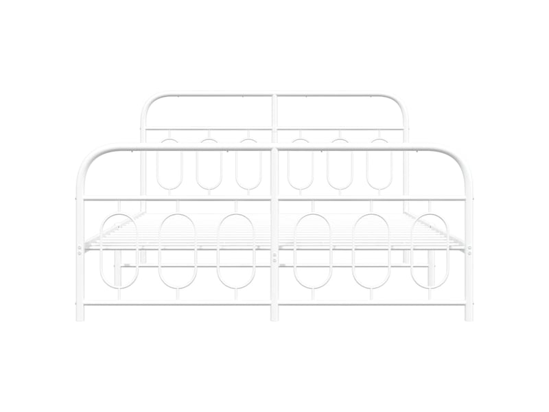 Lit double- lit adulte - cadre de lit métal sans matelas et pied de lit blanc 150x200 cm - Conforama C