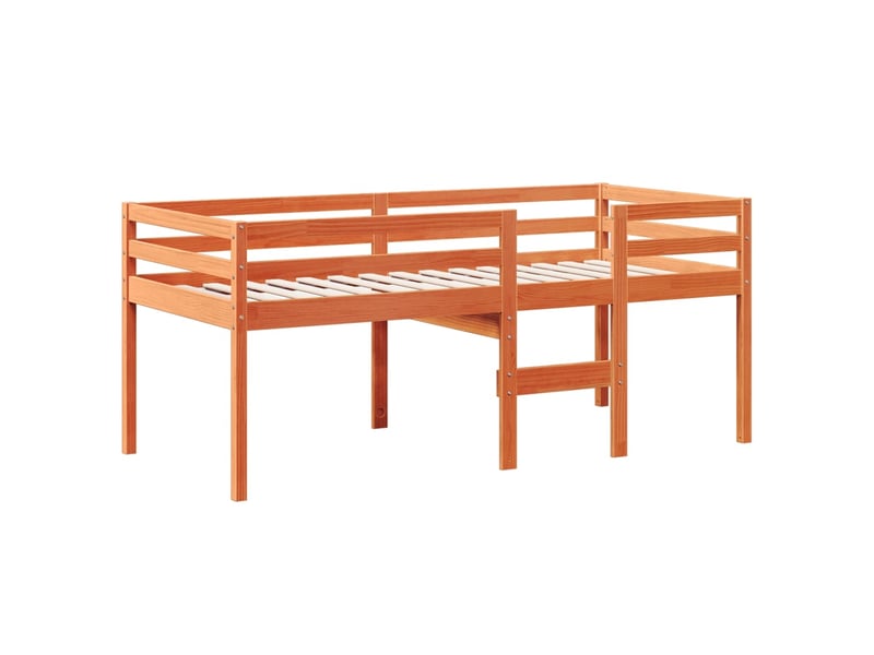  Lit simple- lit adulte -  lit haut sans matelas  marron 90x200 cm bois de pin massif  - Conforama D