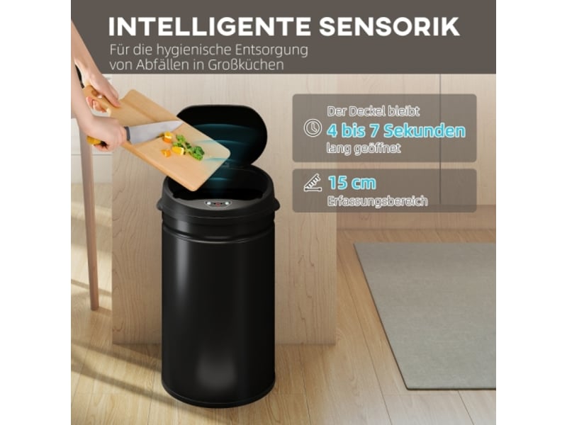 Poubelle à capteur 30 l en inox, sans contact, fermeture douce, pour cuisine hygiénique - Conforama B