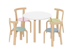 Ensemble table et 4 chaises pour enfant 60 x 60 x 50 cm, bois, coloris multicolore, pour 3 à 8 ans