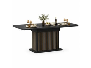 Table à manger extensible 120-160 cm noir mat avec rangement intégré