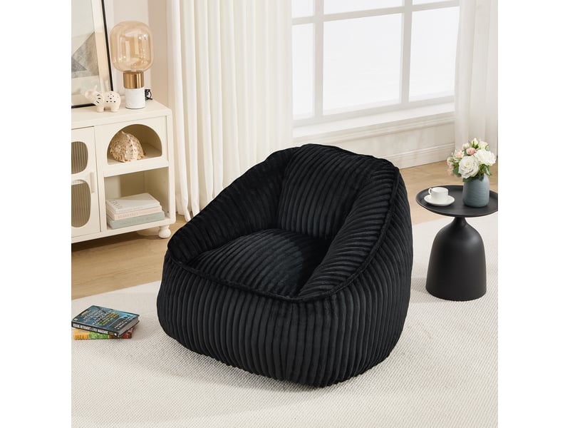  Fauteuil pouf modenvie en chenille noire à mémoire de forme 98 x 92 x 73 cm  - Conforama D