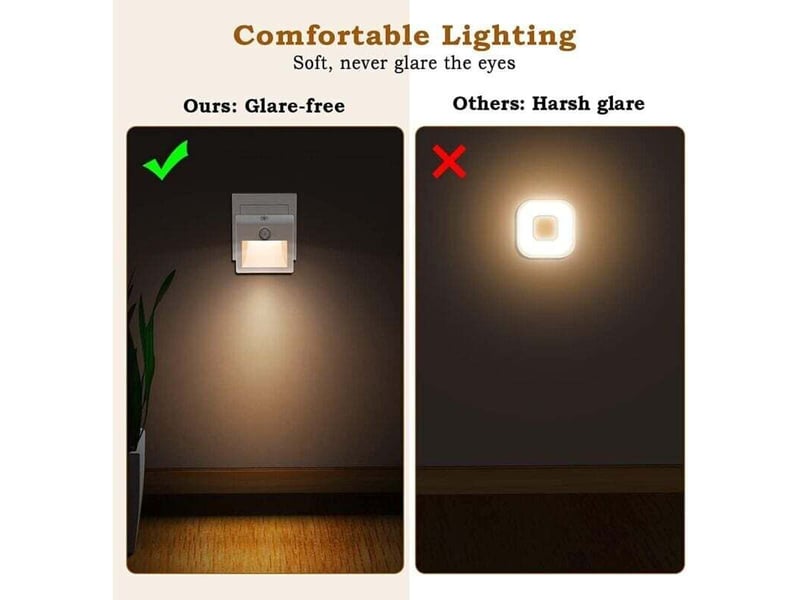  Lot de 2 veilleuses led prises, automatiques et dimmables, détecteur de mouvement, 3500k pour chambre  - Conforama E
