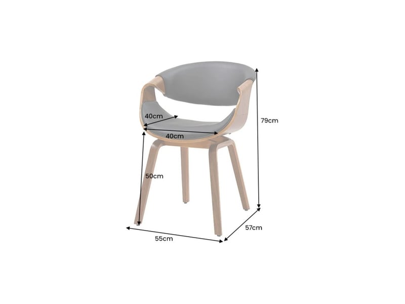  Chaise contemporaine nera en cuir artificiel noir et structure effet bois foncé avec accoudoirs  - Conforama C