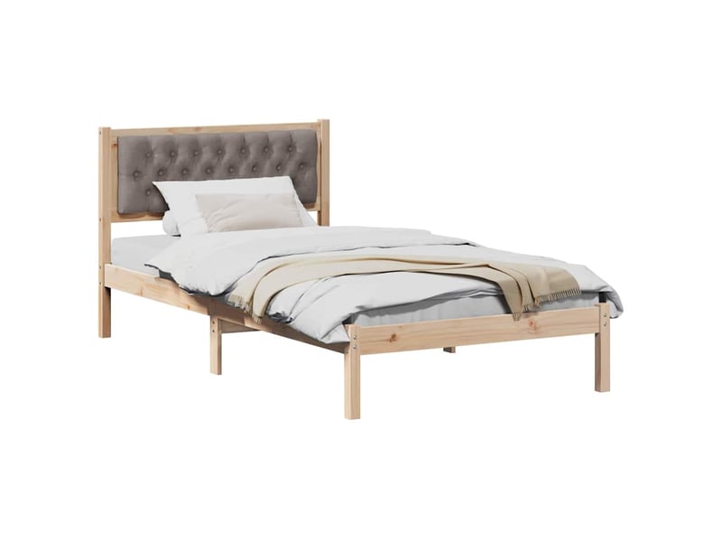  Lit simple- lit adulte -  cadre de lit avec tête de lit taupe 100 x 200 cm pin massif  - Conforama B