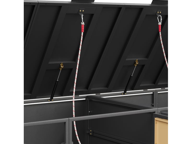 Armoire cache-poubelle extérieure, 132x80x118 cm, 4 bacs verrouillable, acier, gris  - Conforama D