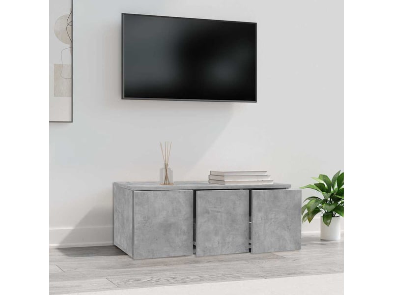  Meuble tv - banc tv - meuble de rangement gris béton 80x34x30 cm bois d'ingénierie  - Conforama C