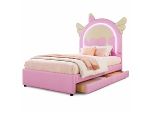 Lit avec rangement 90x200 cm MEUBLIV   coloris rose