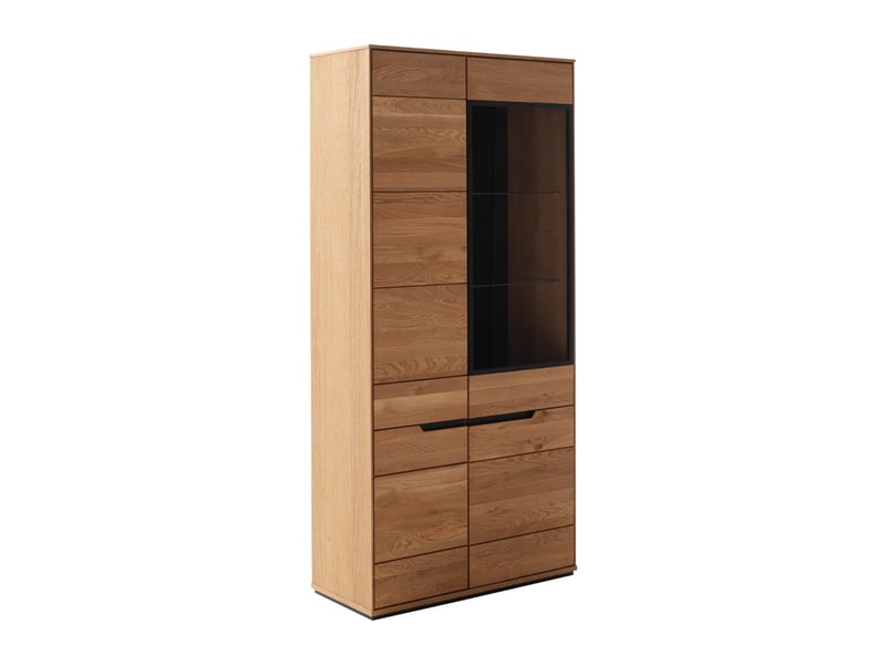  Vitrine 2 portes coloris chêne sauvage - longueur 93 x profondeur 41 x hauteur 196 cm  - Conforama A